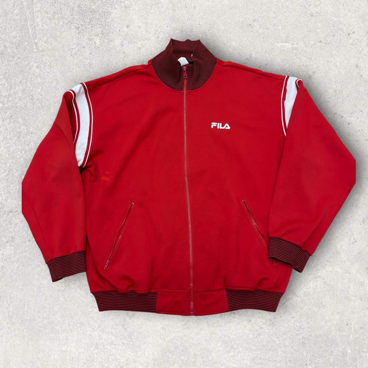 Vintage FILA Track Jacket In Red. From The 90s. Mens... - Depop