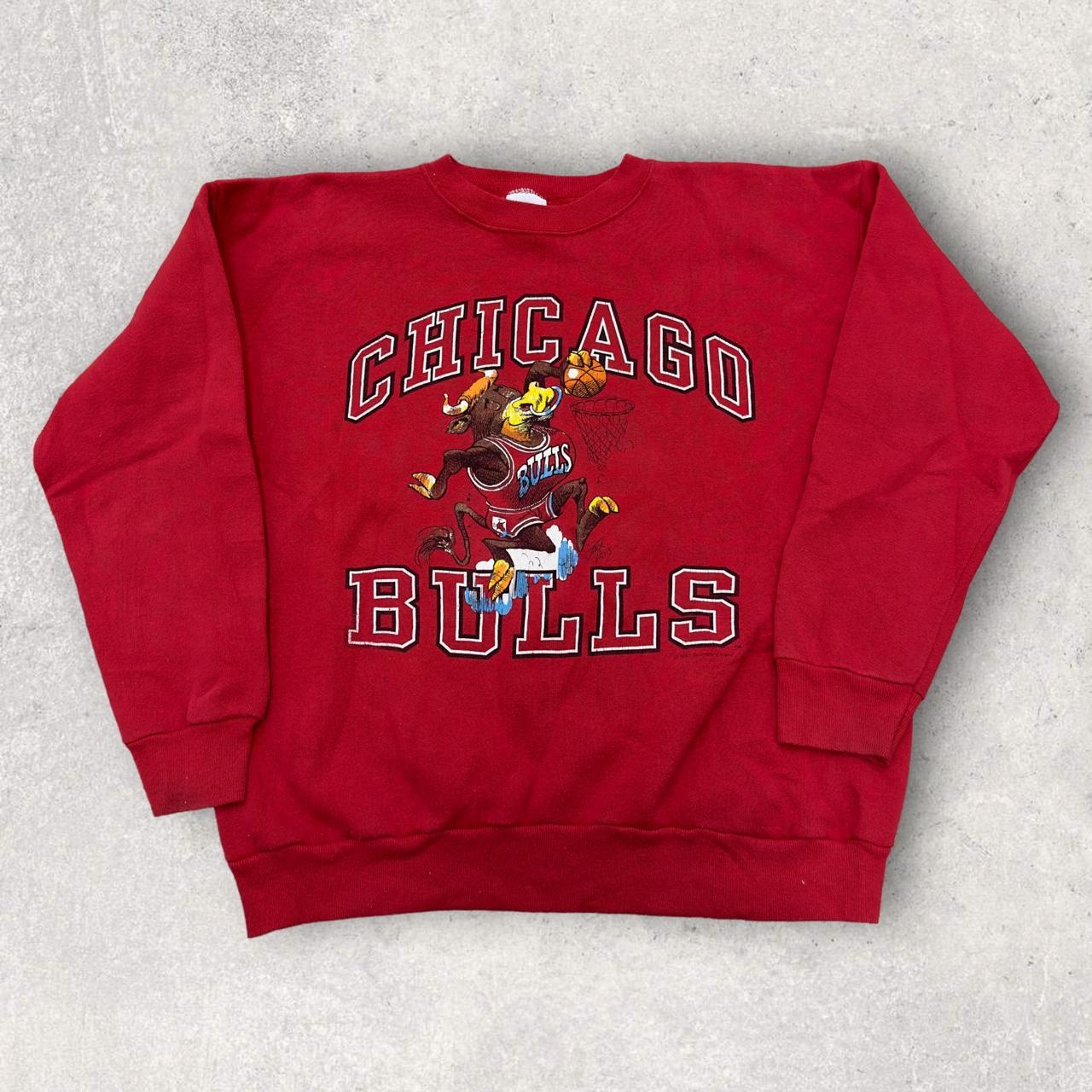 Vintage Chicago Bulls sweatshirt in red. From 1990 Depop