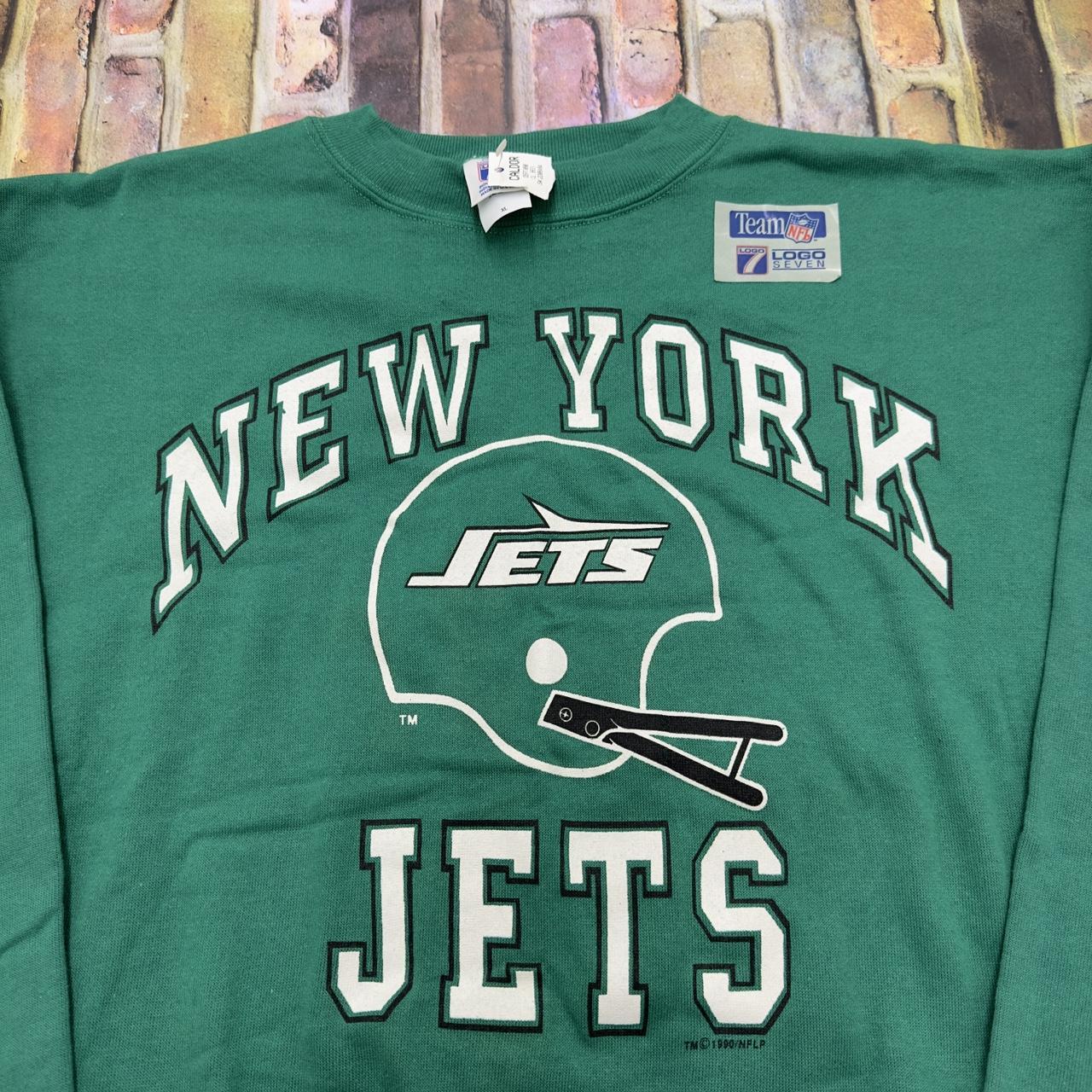 Vintage 90s Pro Player New York Jets Logo Sweatshirt Green Rare Jet Logo  XXL 2XL