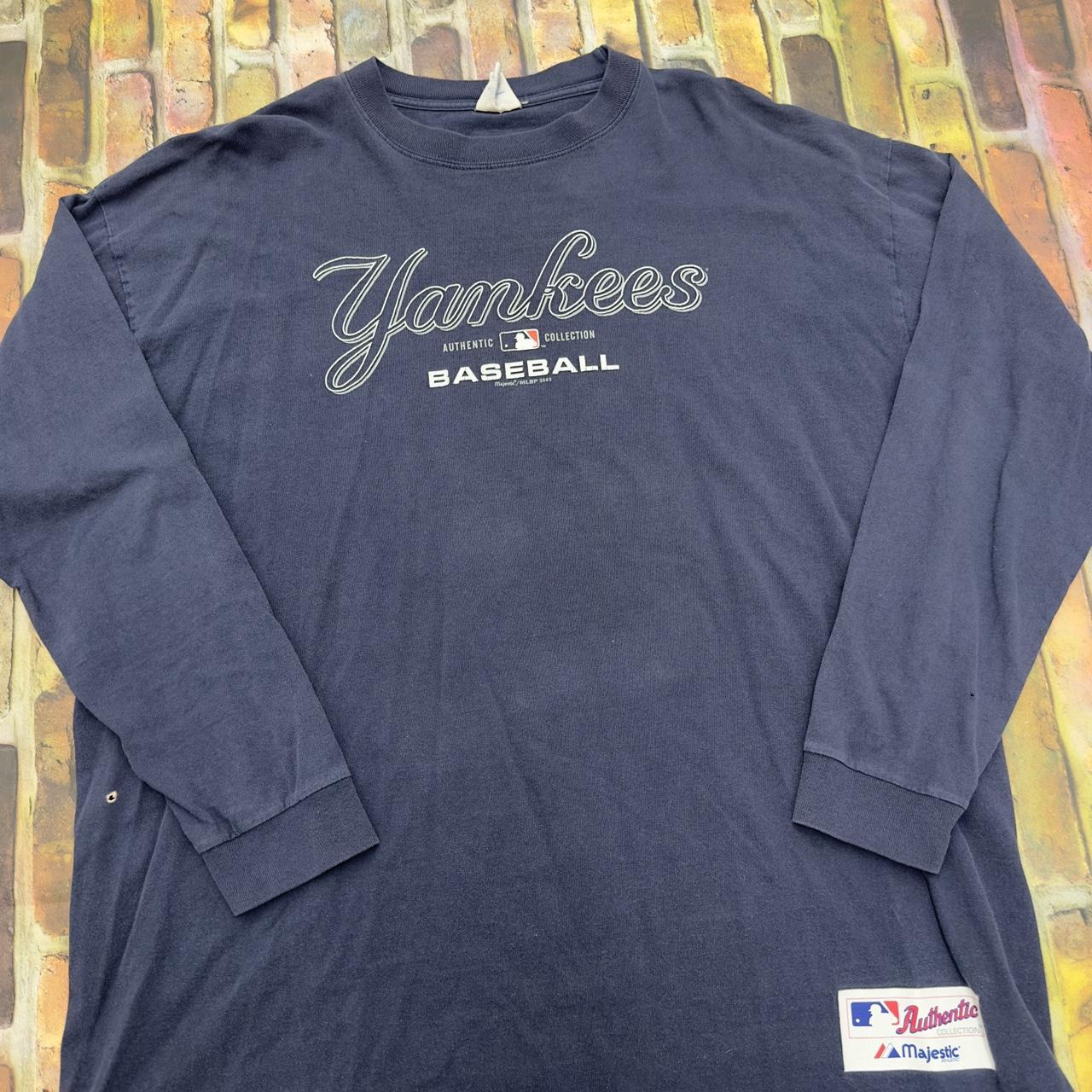 Vintage Majestic New York Yankees Henley Tee Cool - Depop