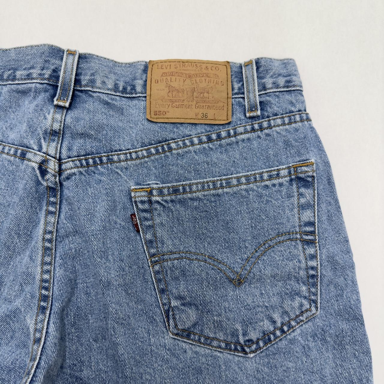 Vintage Levi’s 550 jean shorts in blue. From 1999.... - Depop