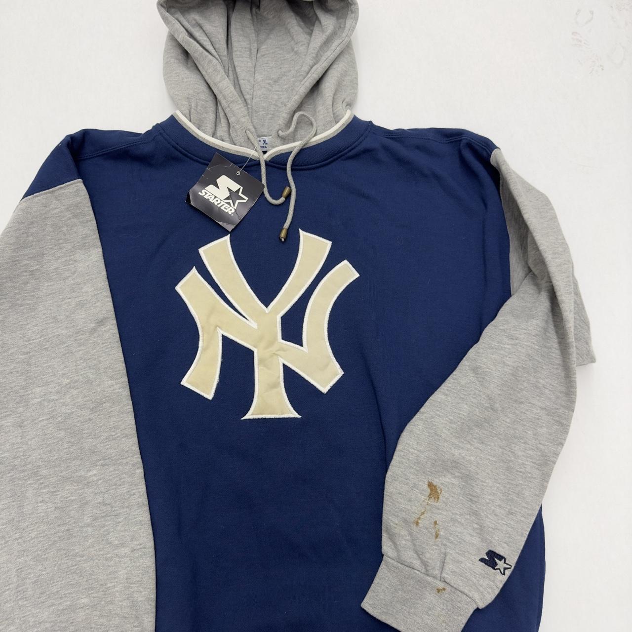 Vintage Starter New York Yankees hoodie in navy.... - Depop