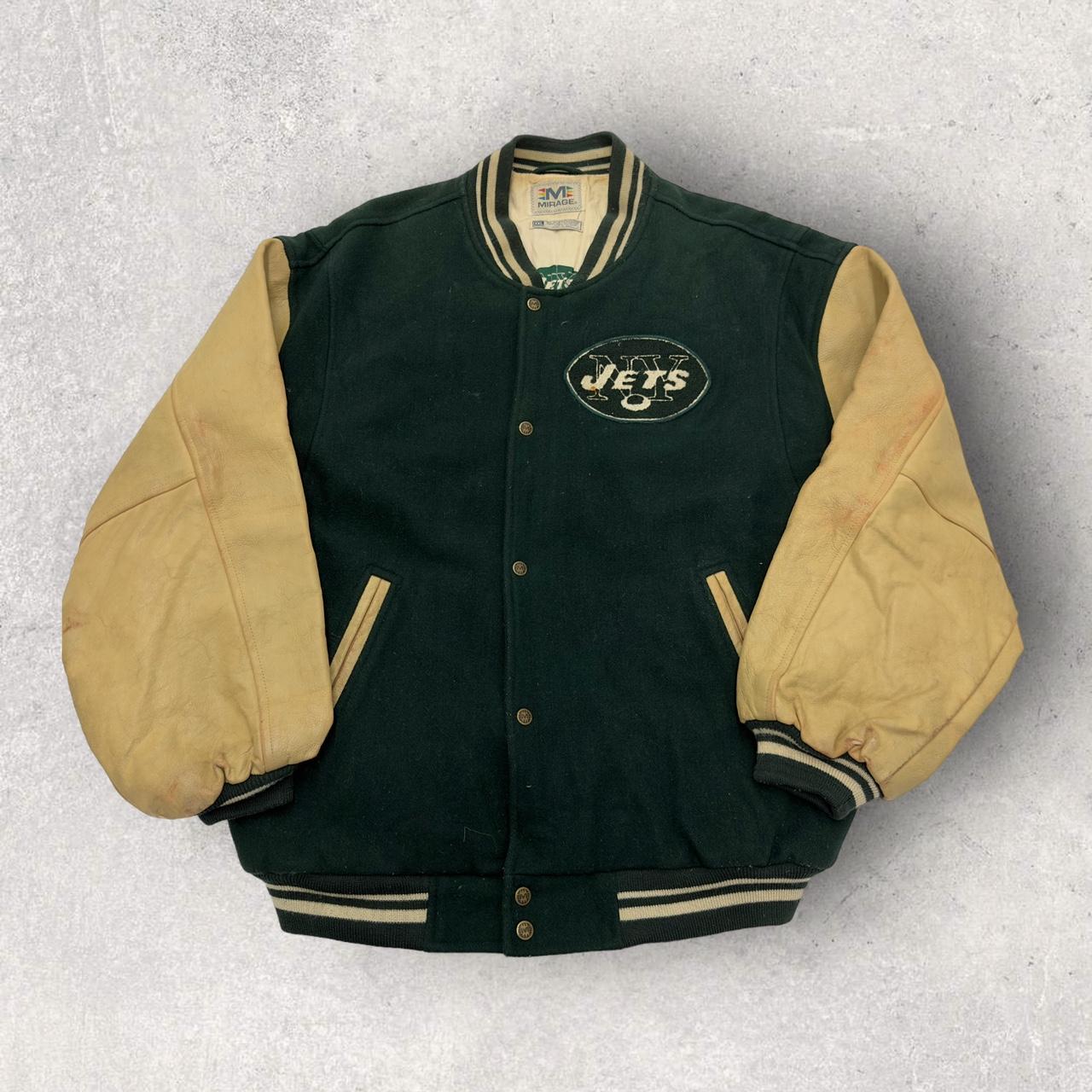 Vintage New York Jets NFL Leather Bomber Jacket Size Men's Medium