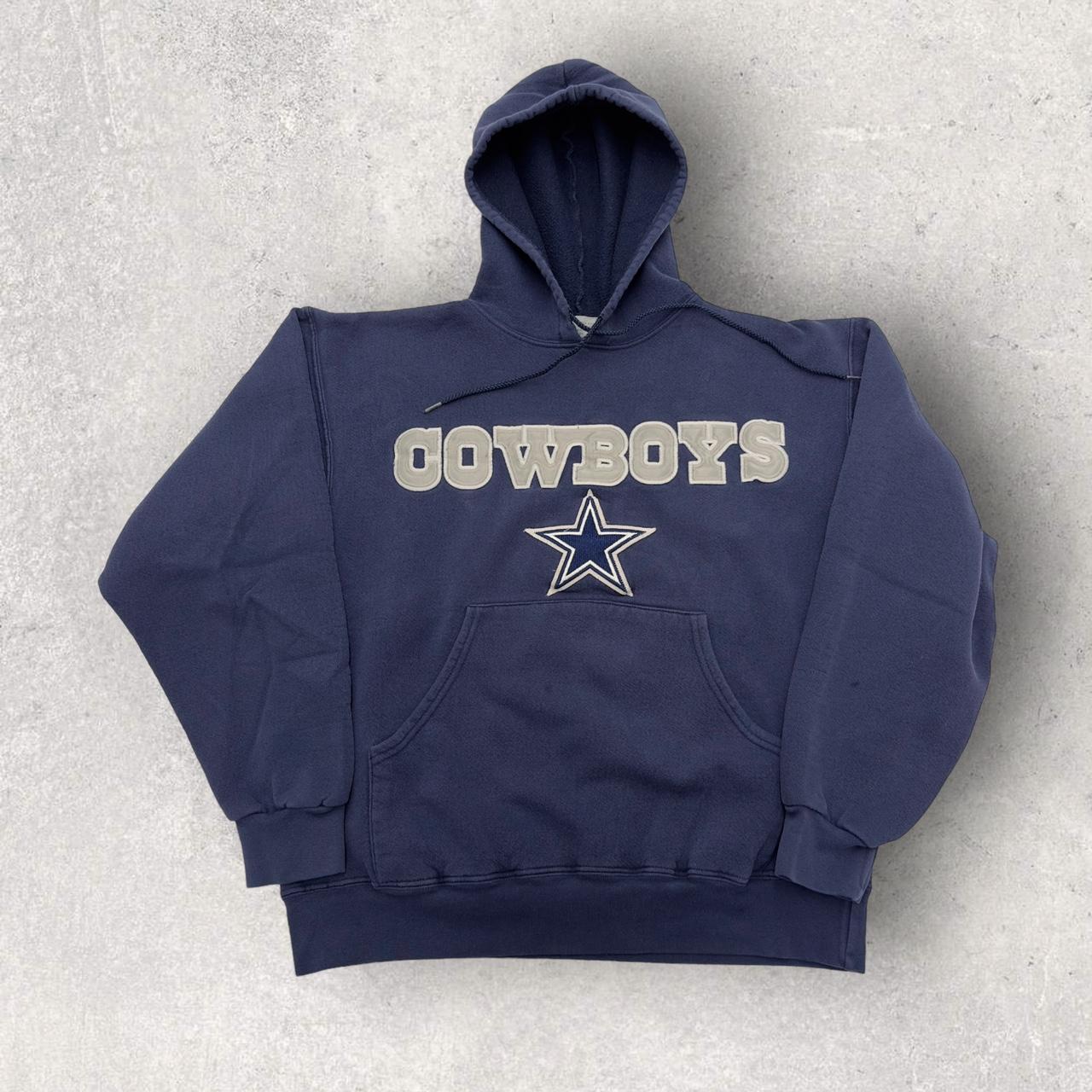 Vintage Majestic Dallas Cowboys hoodie in navy. From... - Depop