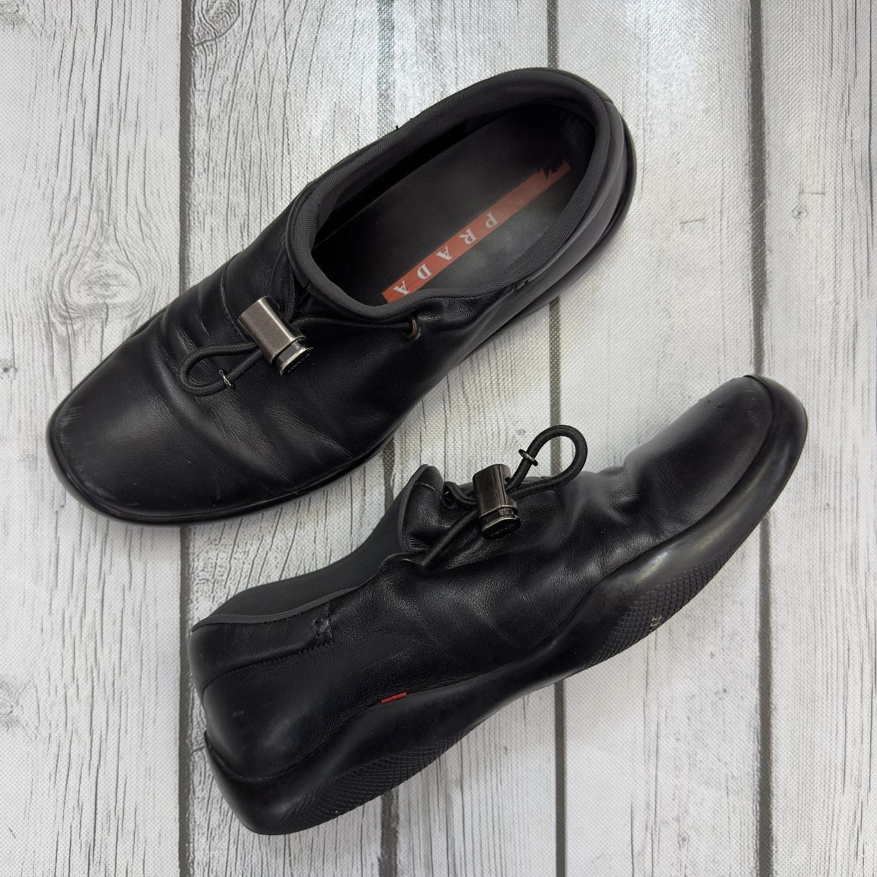 Vintage Prada slip on leather sneakers in black. Y2K...