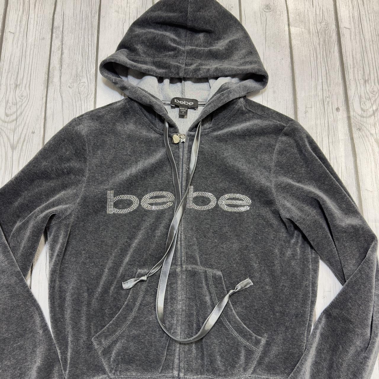 Vintage Bebe hoodie in grey. Y2K early 2000s. Womens. Depop