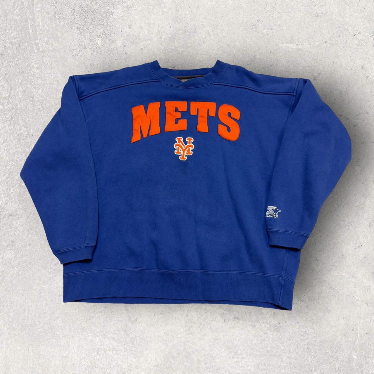 Vintage Starter New York Mets sweatshirt in blue.... Depop