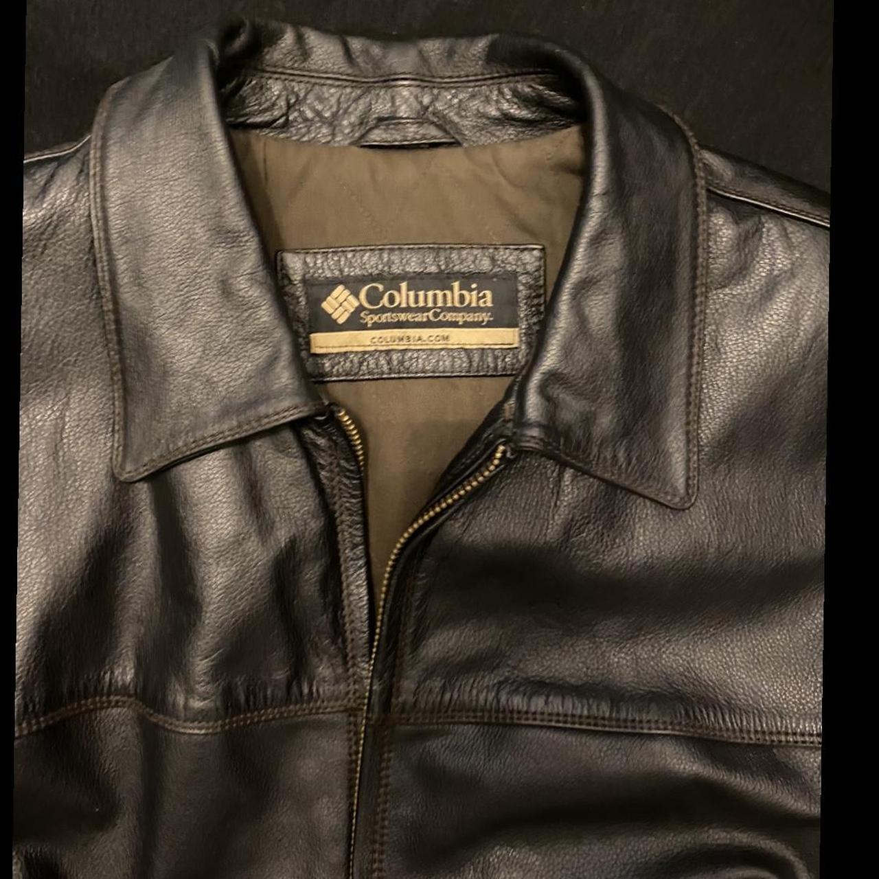 Vintage Columbia % leather jacket. Size X-Large. | Depop