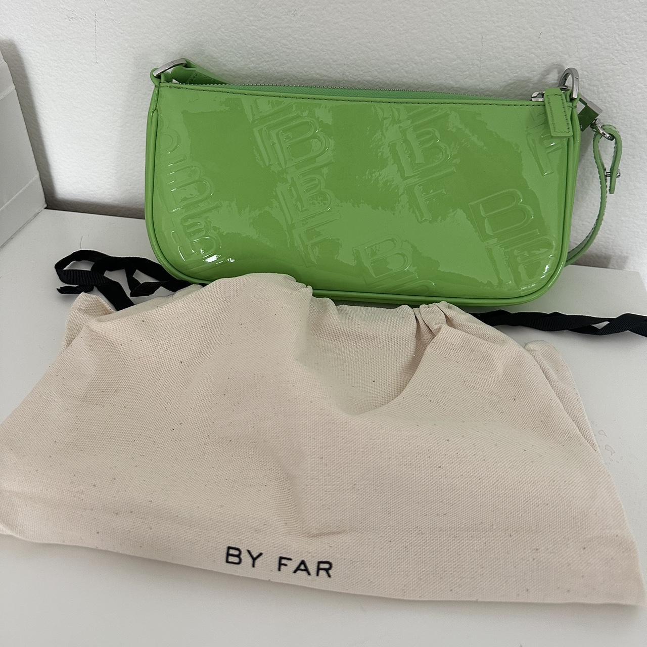 BY FAR rachel bag green logo embossed Like Depop