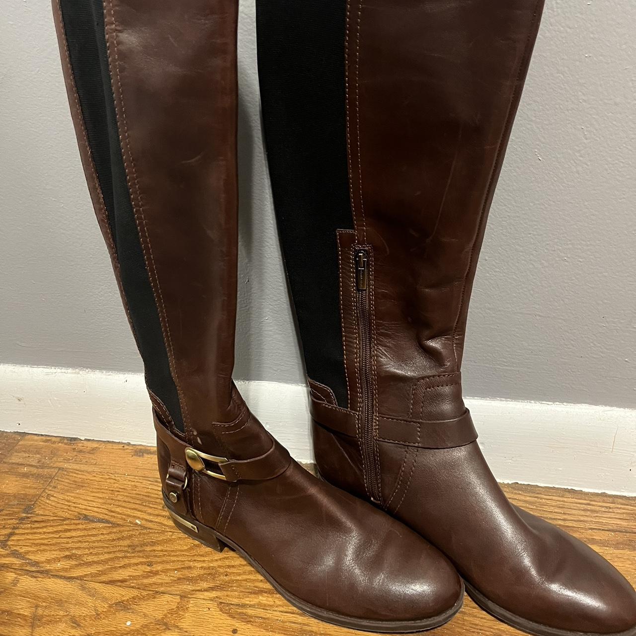 Black and tan riding fashion boots