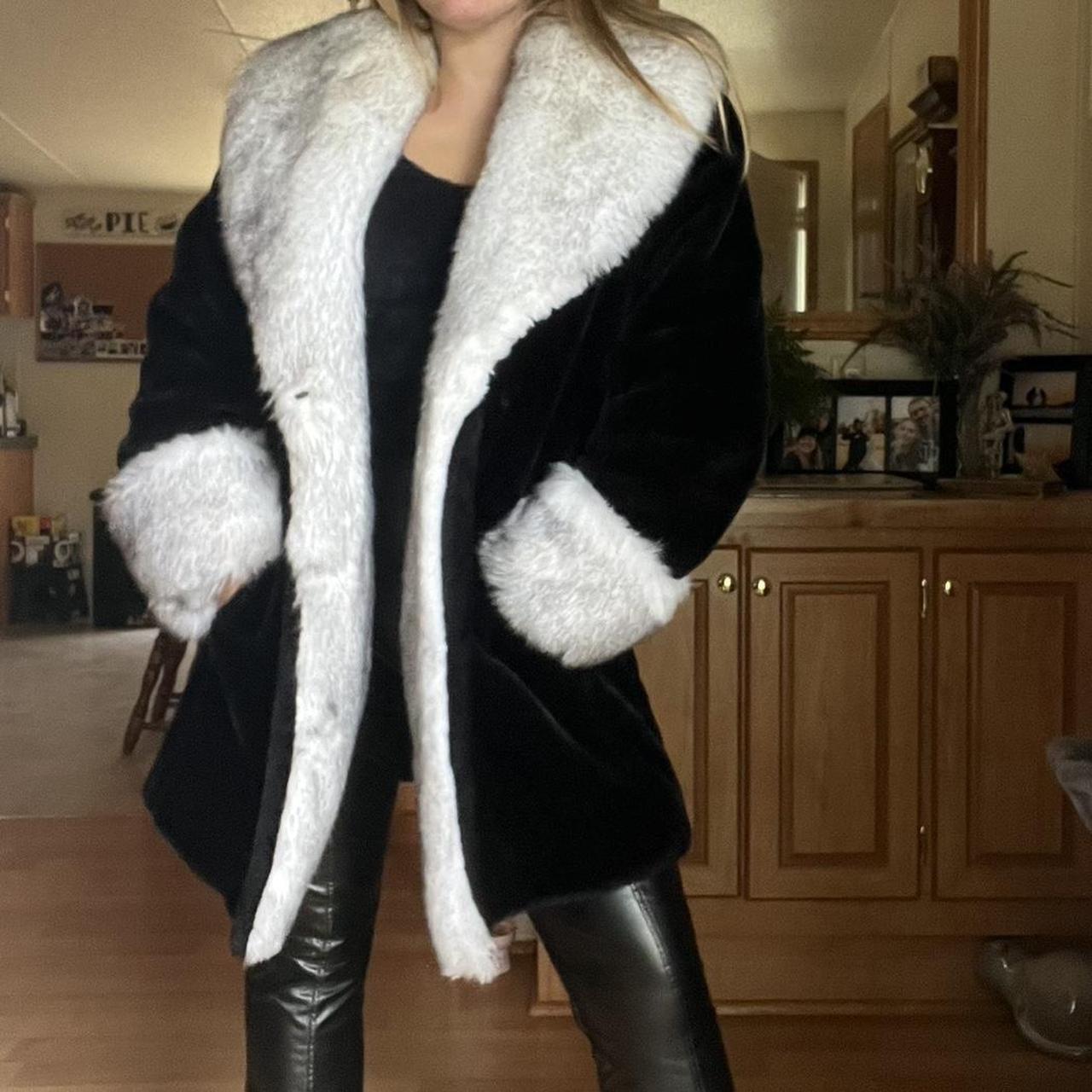 black and white faux fur coat from Dennis Basso