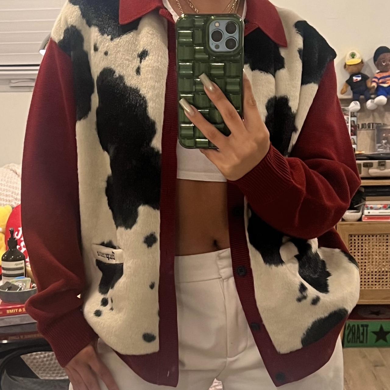 Supreme Cow Print Cardigan (FW21) - $178
