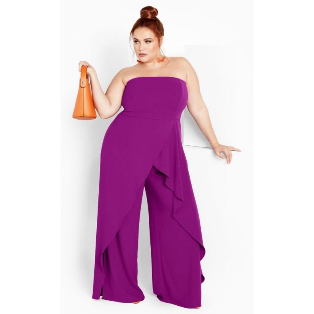 City Chic NWOT Plus size Jumpsuit Purple Depop