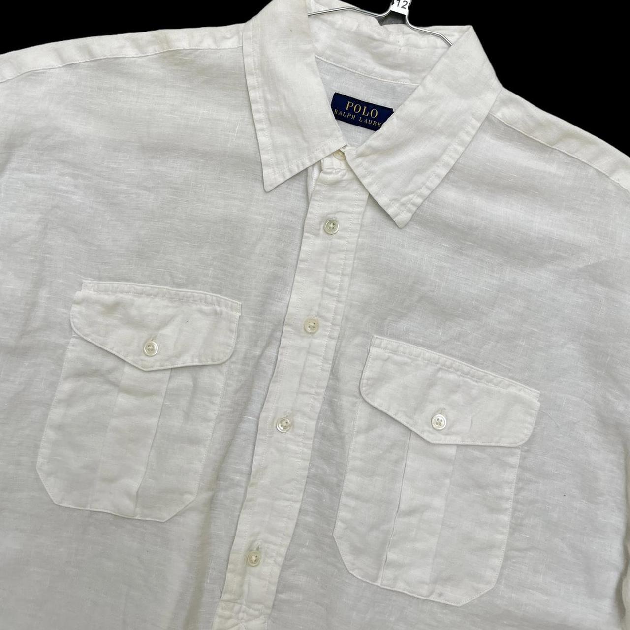 Ralph Lauren white short sleeve linen shirt 💫 Size... - Depop