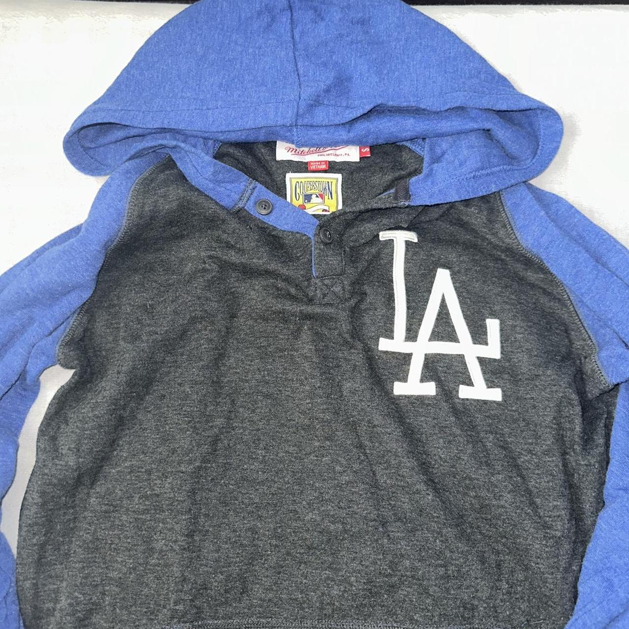 MITCHELL & NESS Los Angeles Dodgers Mens Fleece Hoodie - BLUE/GRAY