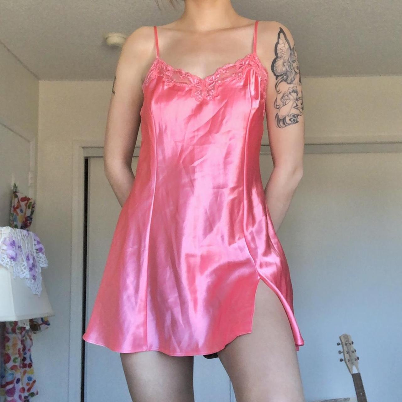 Pink Satin Slip Dress Brand Victorias Depop