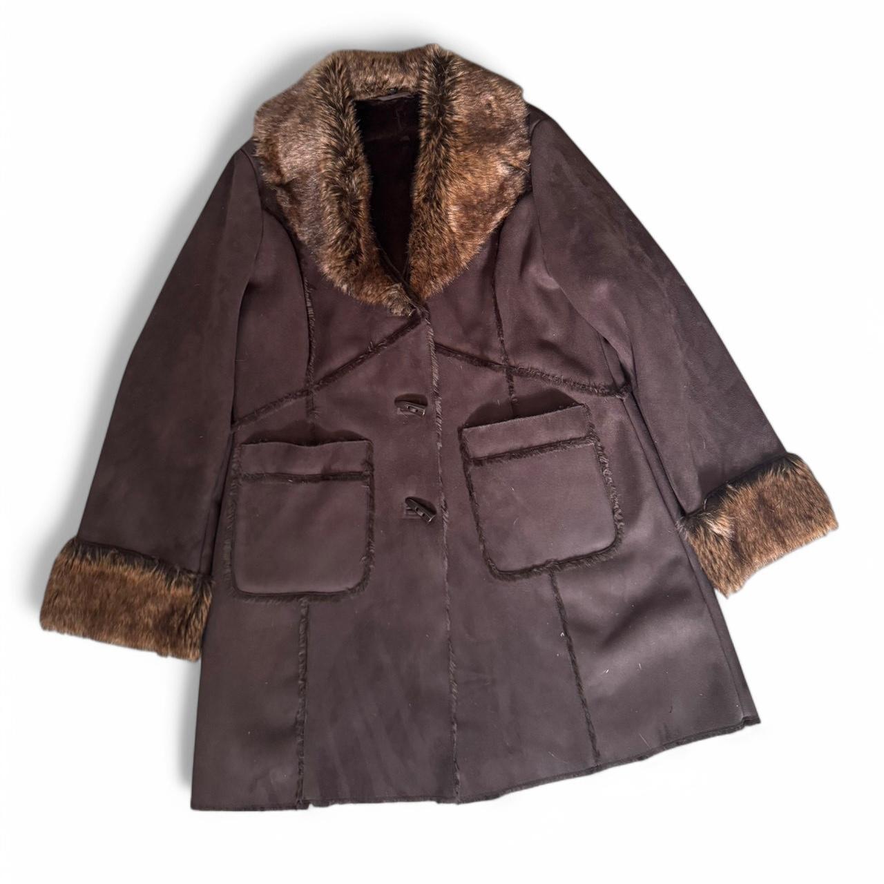 brown faux fur coat with