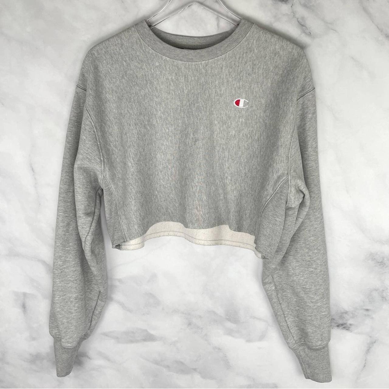 Champion grey sale cropped sweatshirt