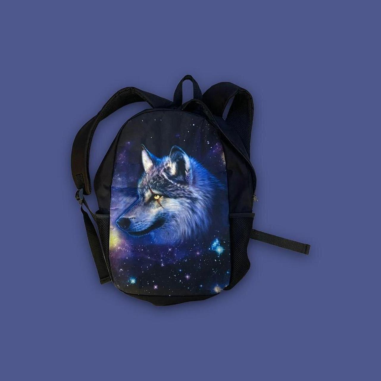 🐺 Black Galaxy Wolf Print Backpack 🐺 It's Depop