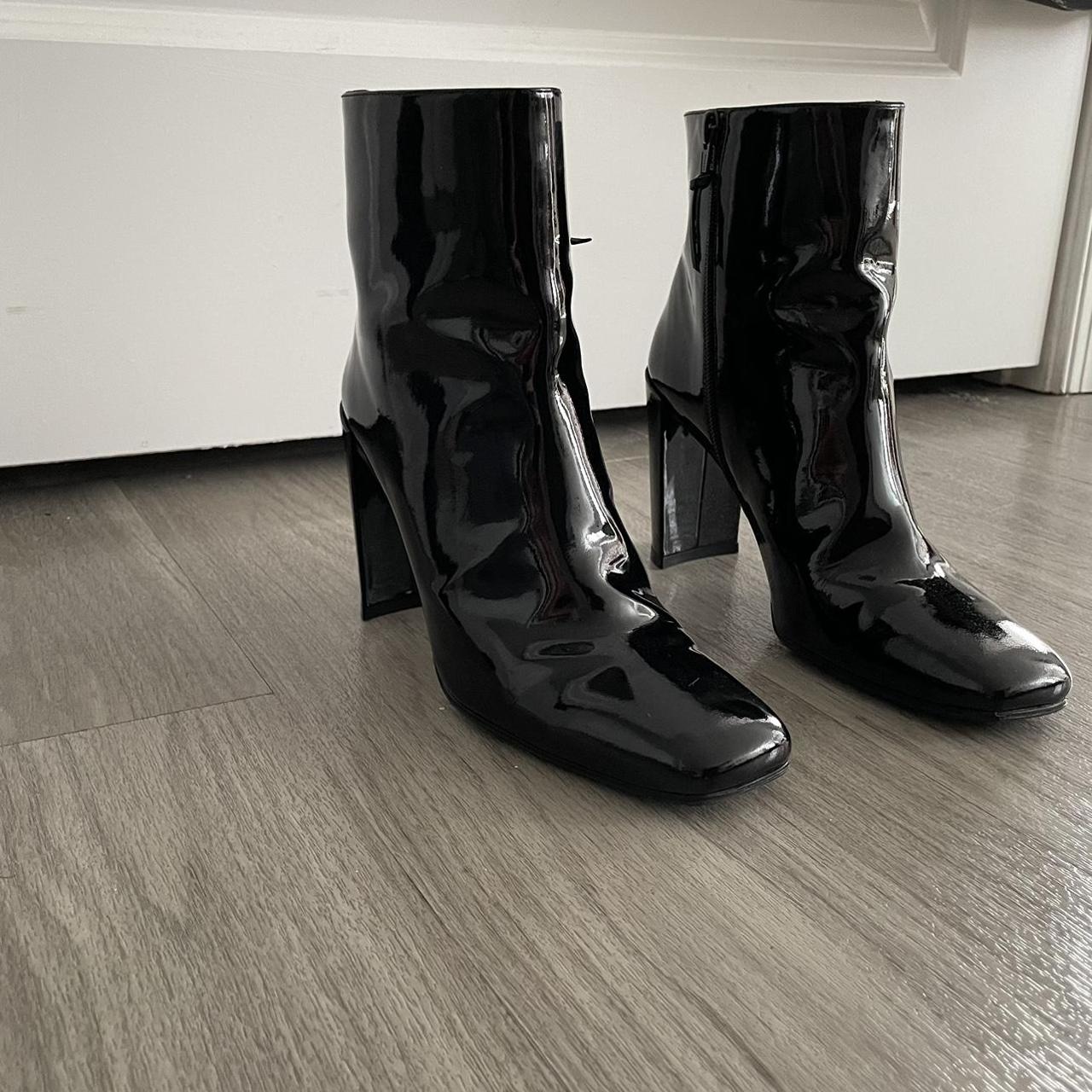 Zara black patent outlet boots