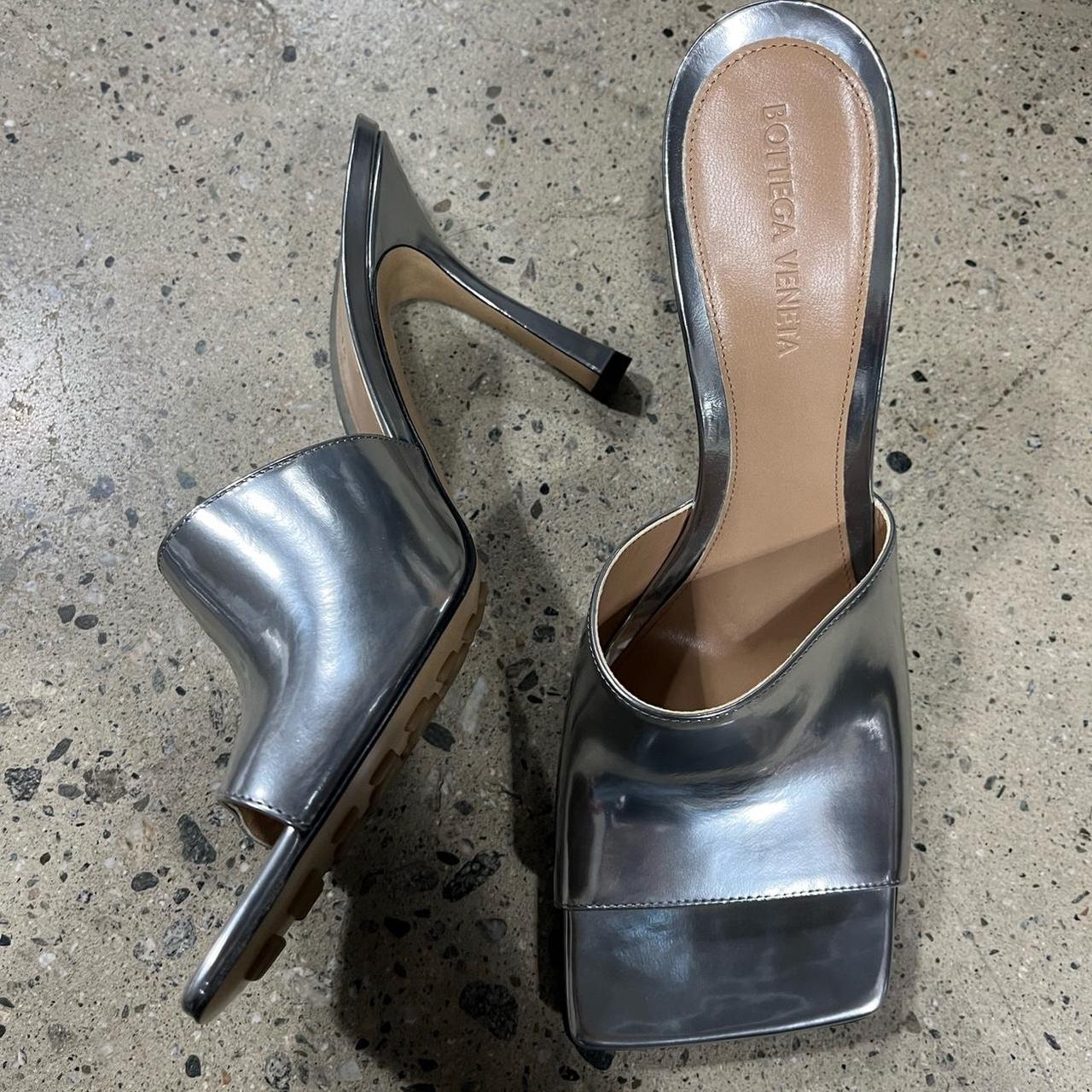 Bottega Veneta stretch mule in silver Size 40 Brand | Depop