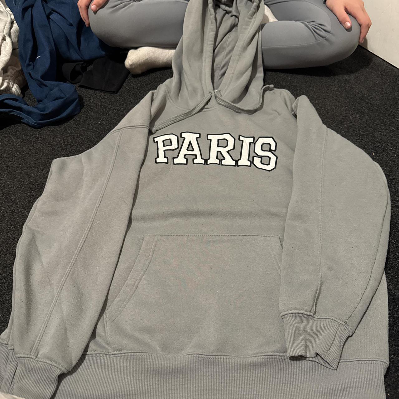 Grey and white Paris hoodie Depop