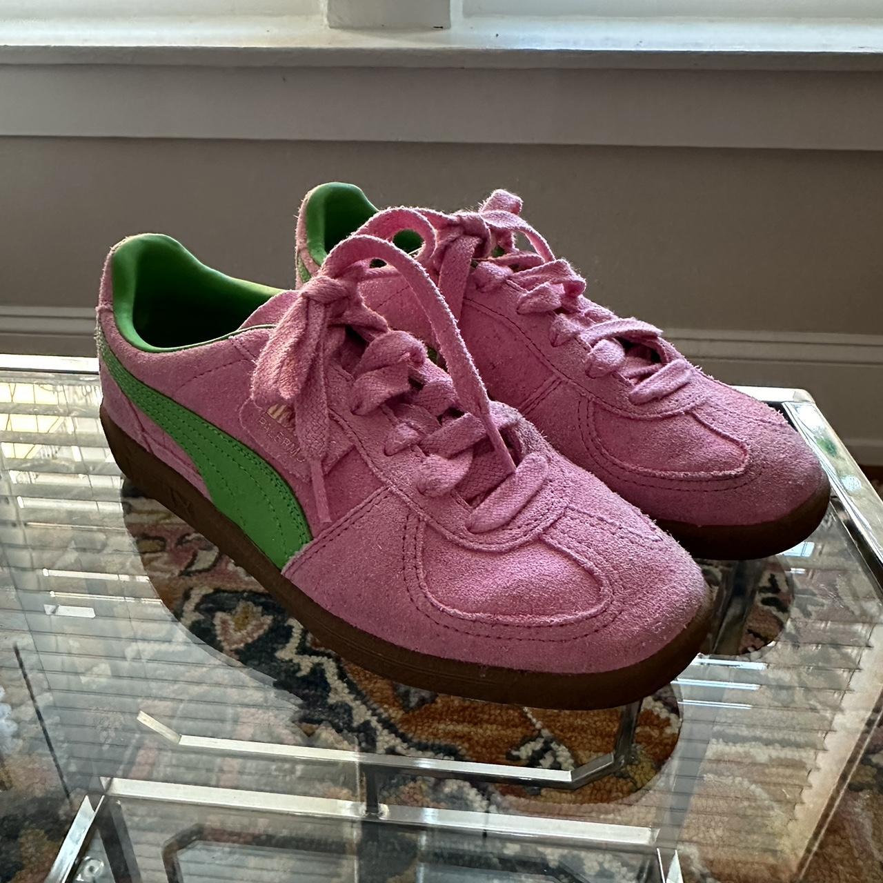 Puma Palermo pink green sneakers. puma sneakers Depop