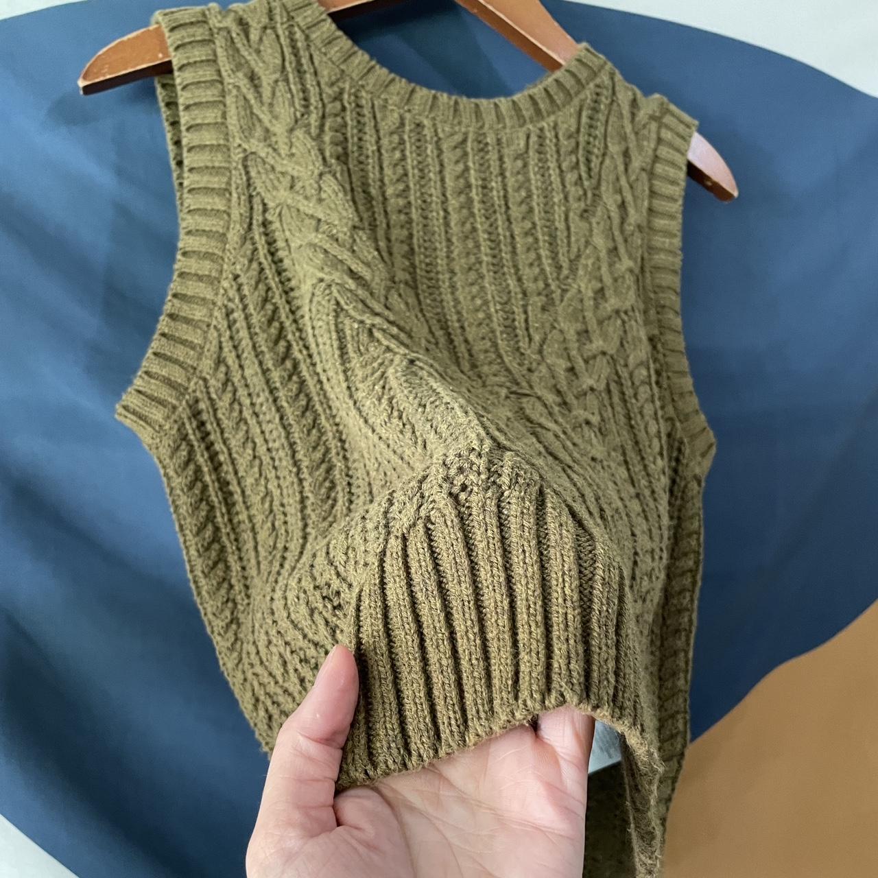 Rachel Zoe Olive Cable Knit Sweater Vest Ribbed | Depop