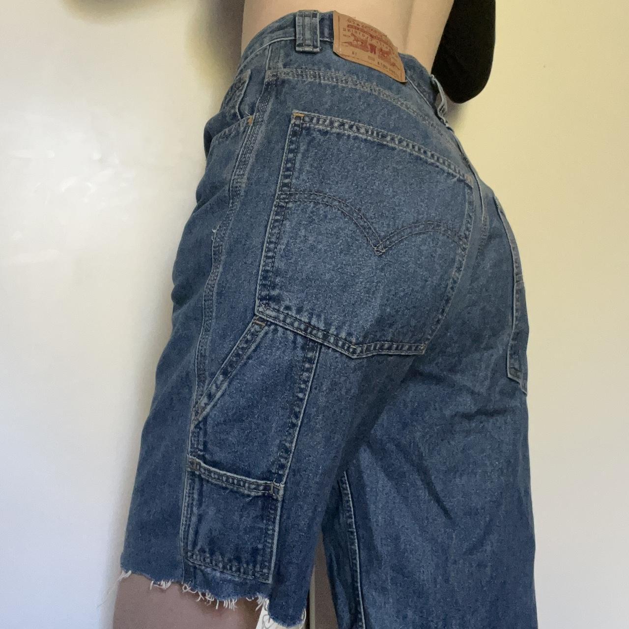 Levi jorts with raw hem. Sits mid/high rise 🤯🥰 - Depop