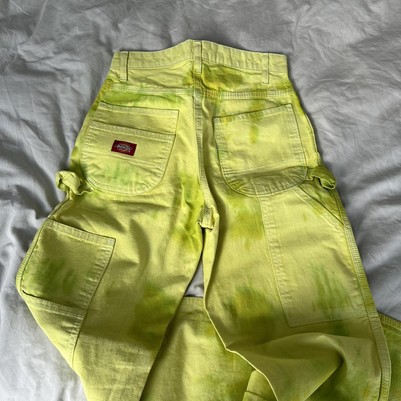 dickies-women-s-yellow-and-green-trousers-depop