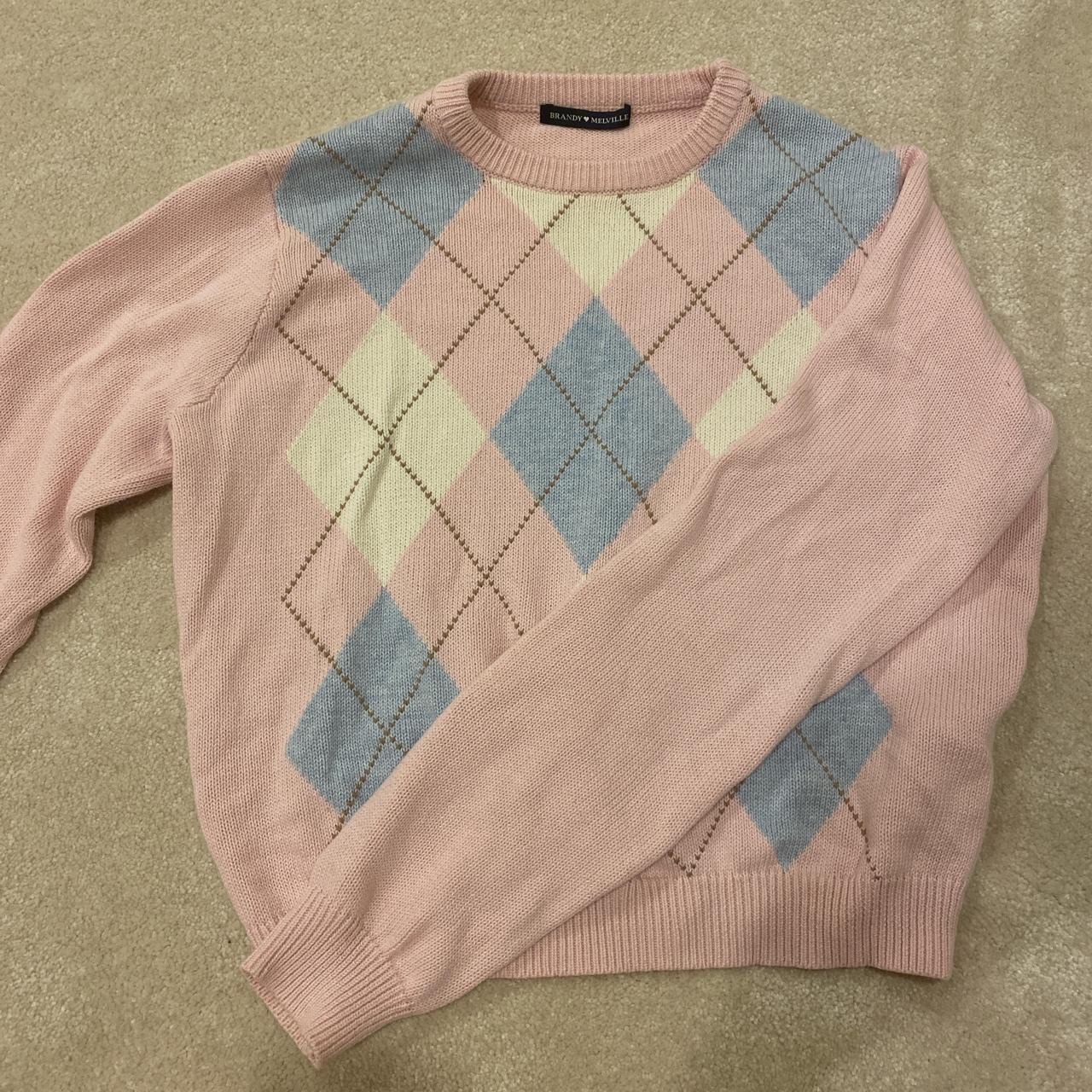 Brandy Melville Pastel Light Baby Pink Argyle Depop