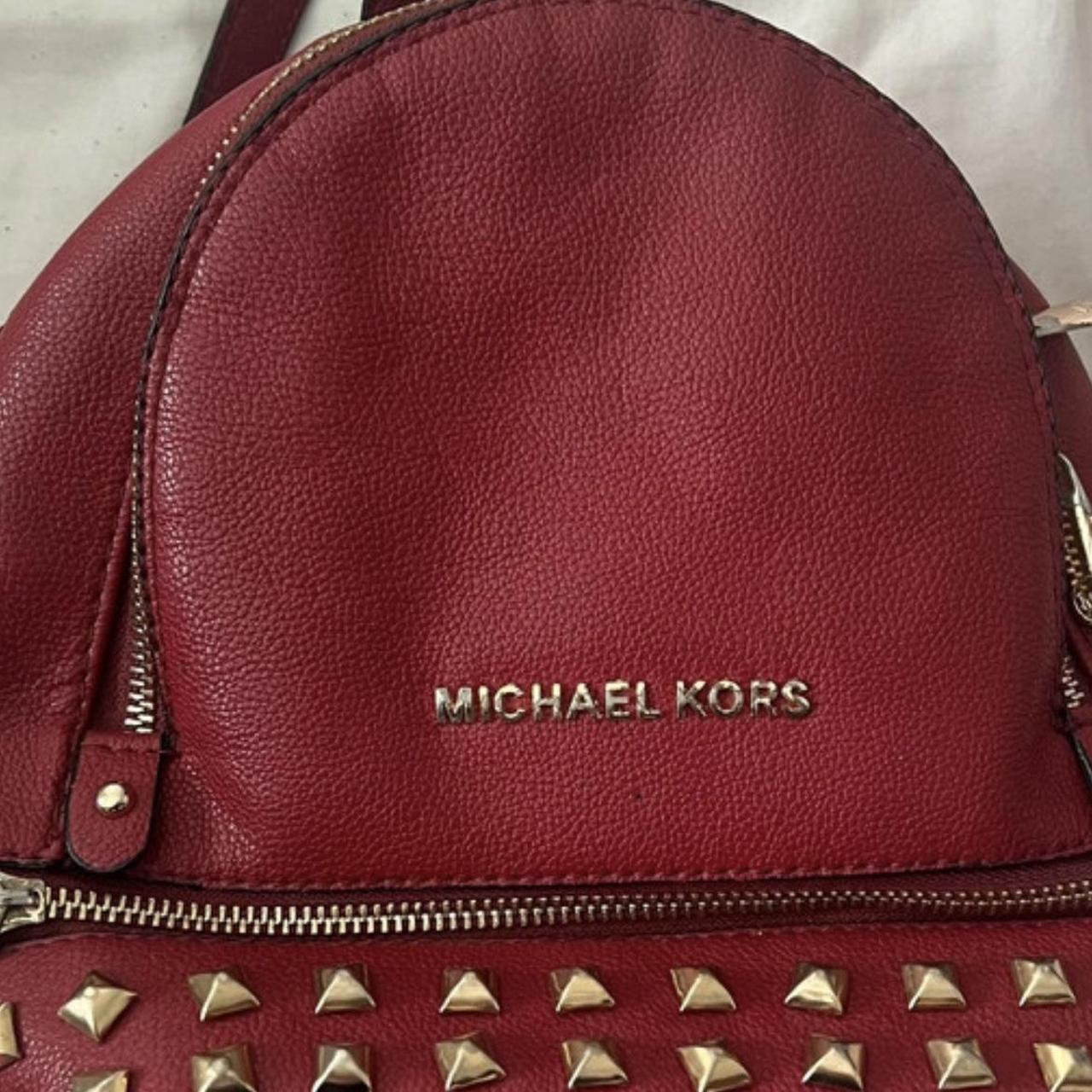 Michael kors red studded backpack best sale