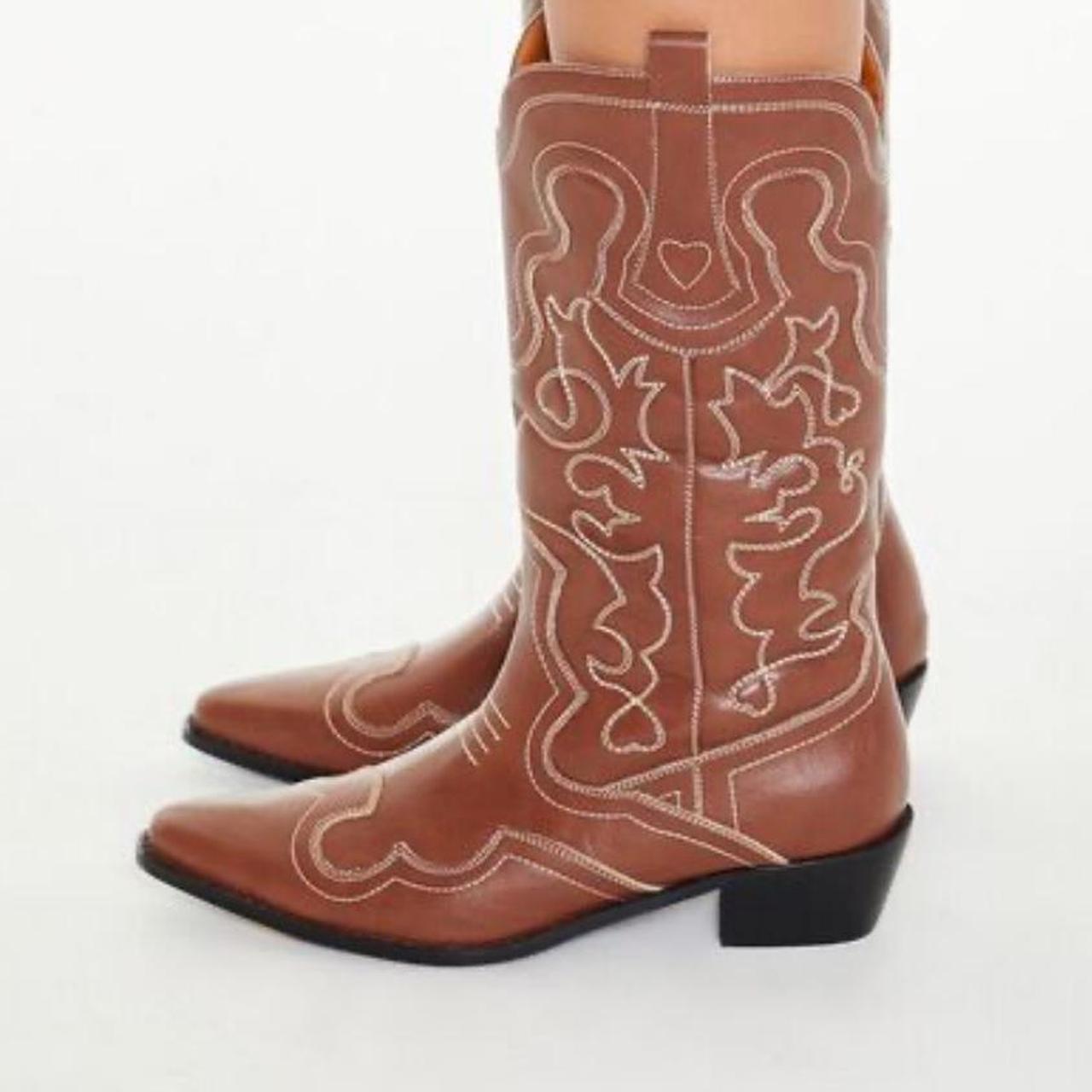 Brown Cowgirl boots, only worn Depop