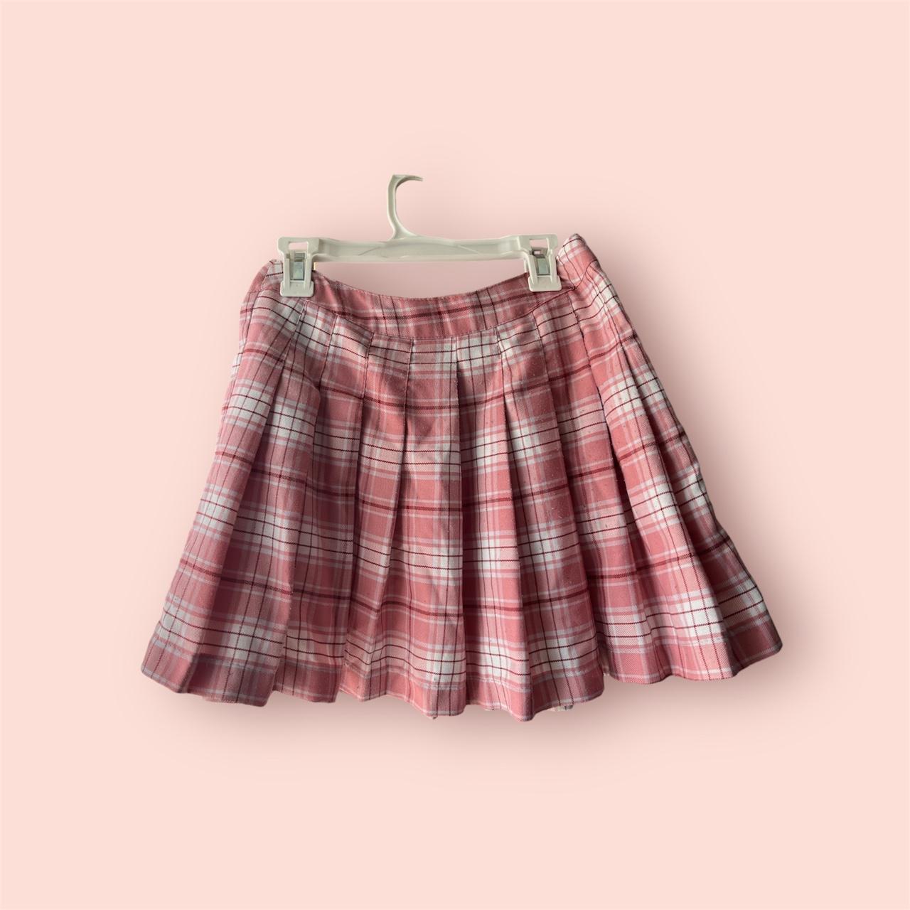 Pink plaid skirt forever 21 hotsell