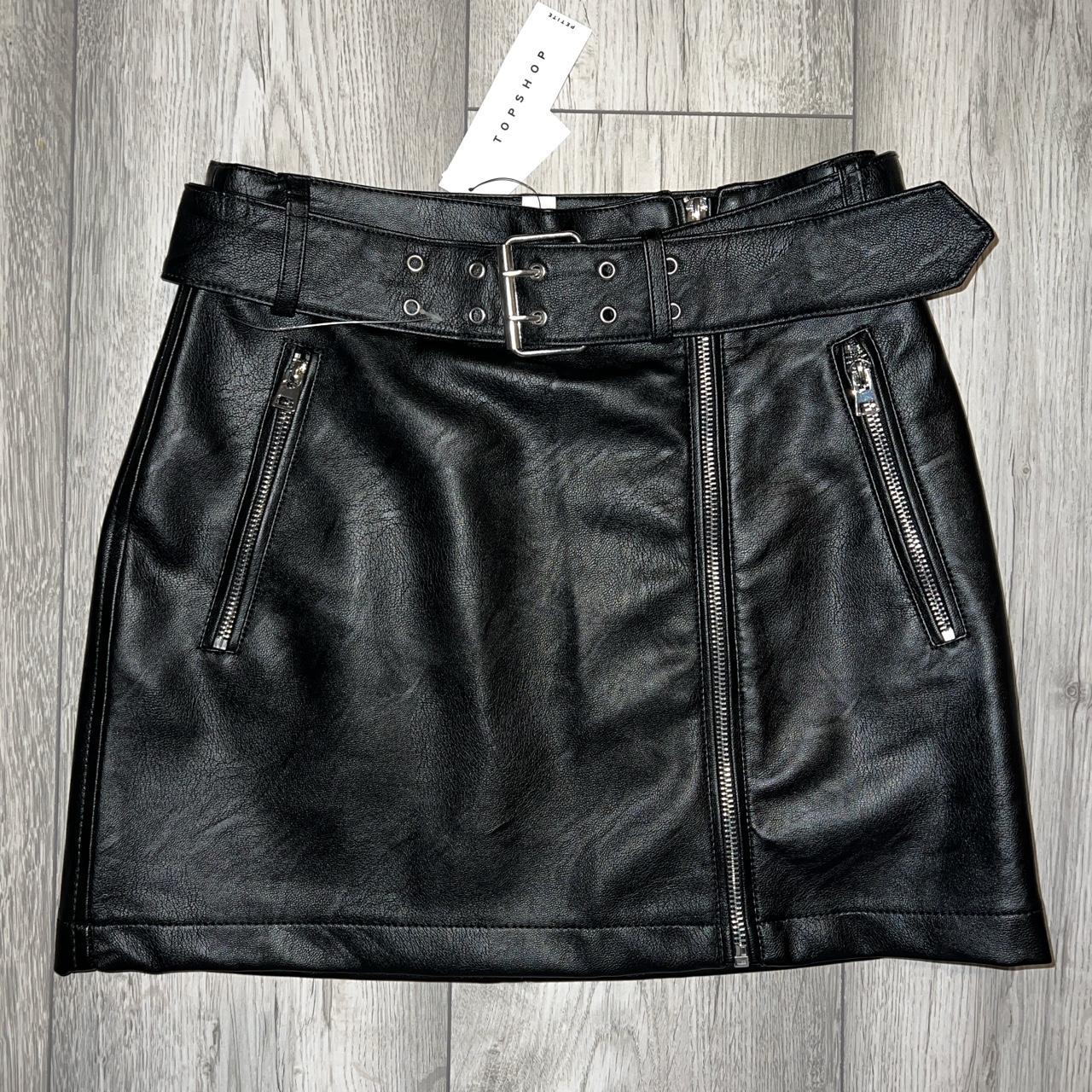Topshop leather mini skirt with Size