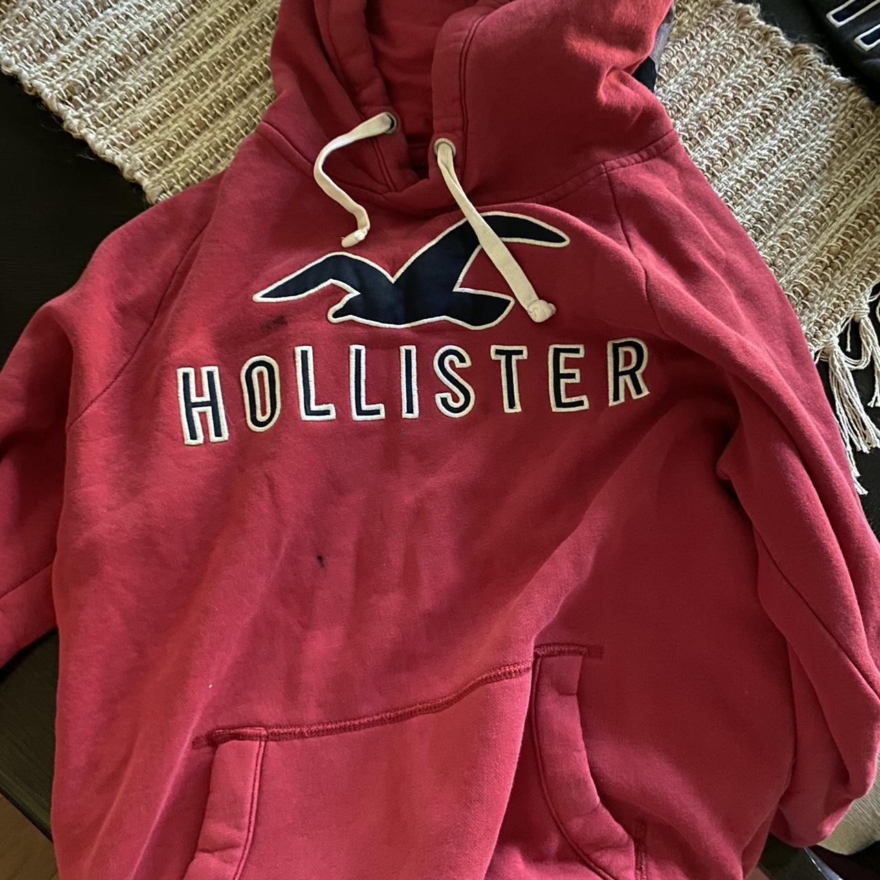 Hollister red and white hoodie best sale