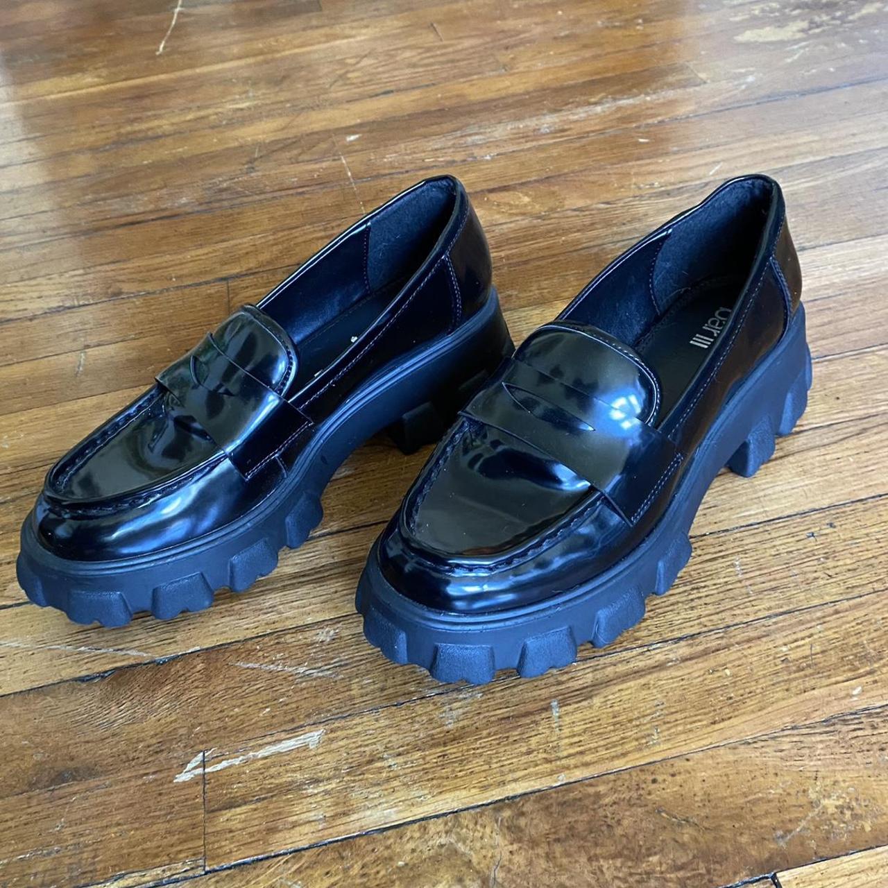 Glossy Black Platform Loafers Woman’s size 8... Depop