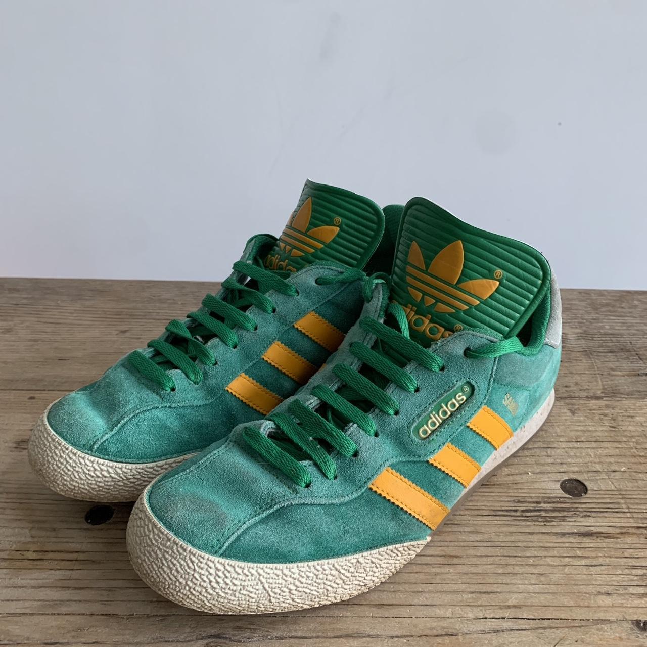 Adidas green and yellow samba trainers best sale