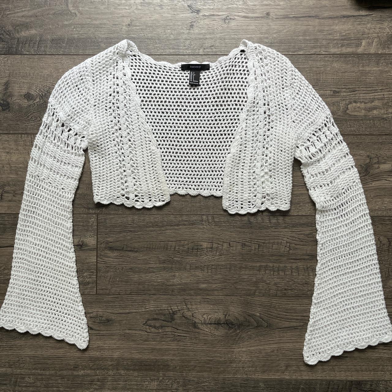 Crochet Flare Sleeve Crop Top Labeled small but Depop