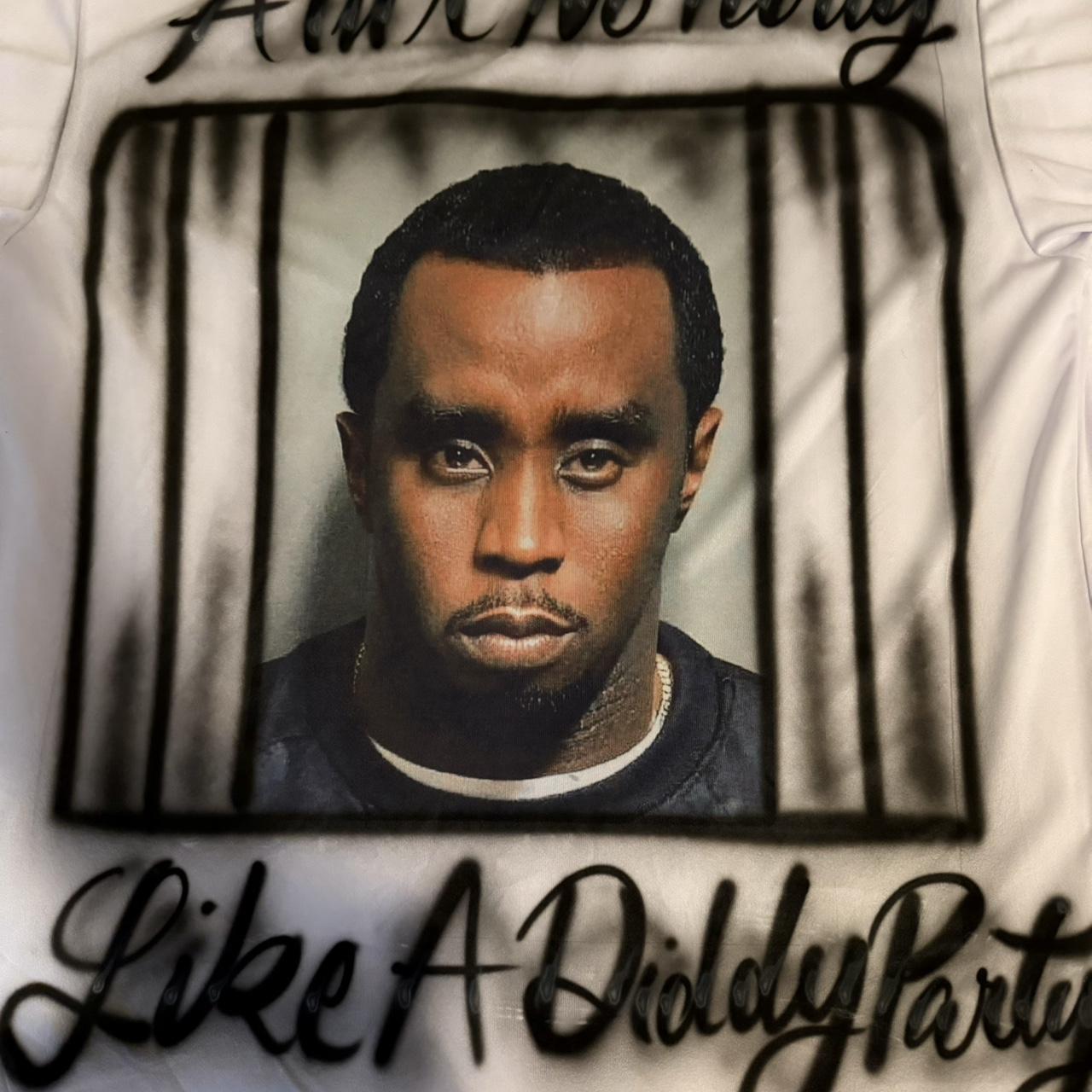 Custom spraypainted Diddy shirt in white and black... Depop
