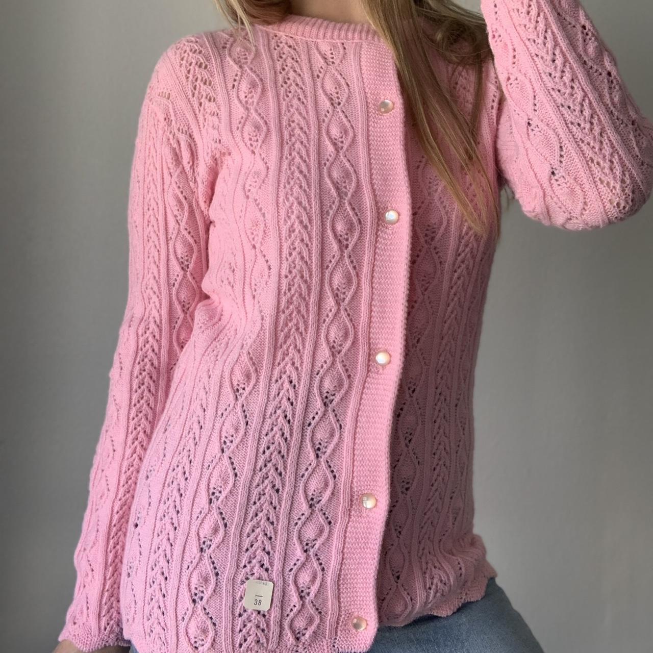 American Vintage Women's Pink Cardigan Depop