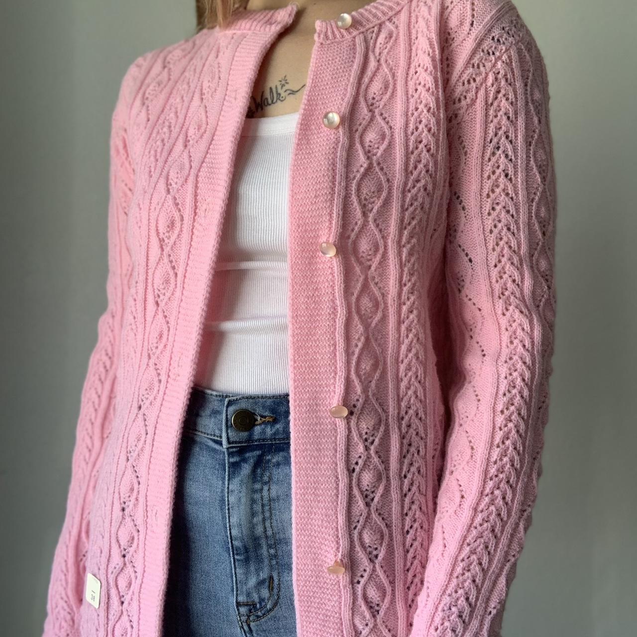 American Vintage Women's Pink Cardigan Depop