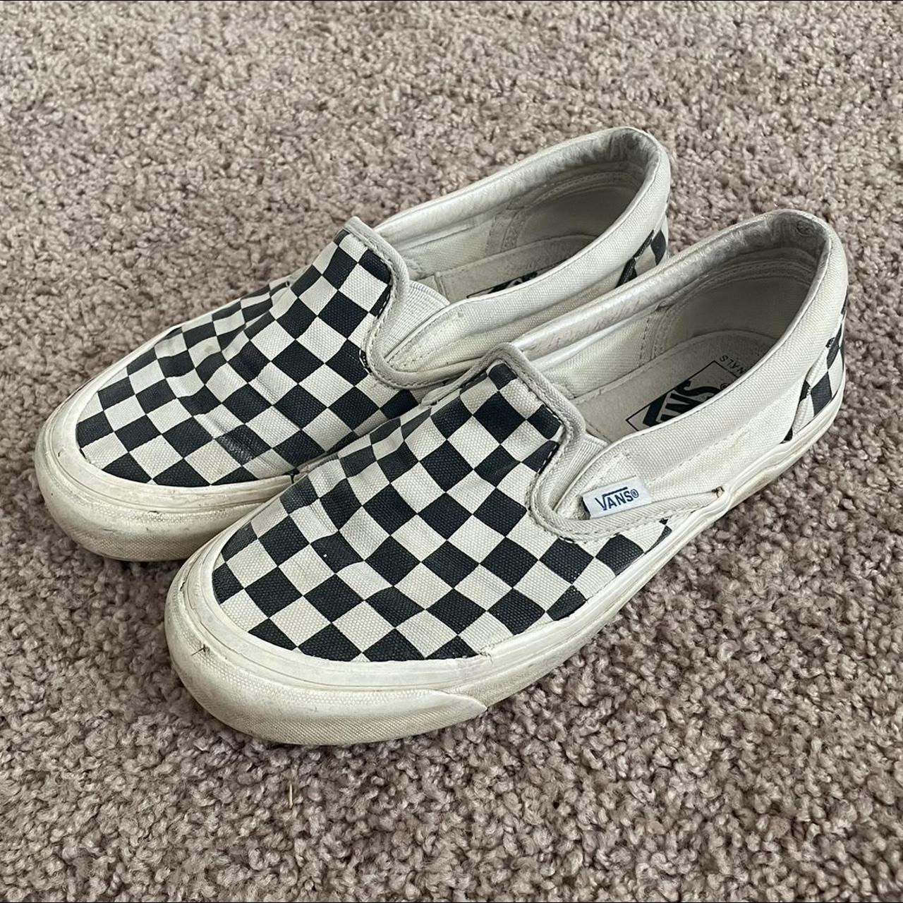 Checkered Vans slip ons Men s 5.5 women s 7 tag