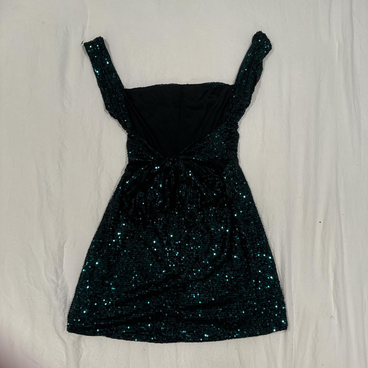 Lucy in the Sky green sequined backless dress; never... Depop