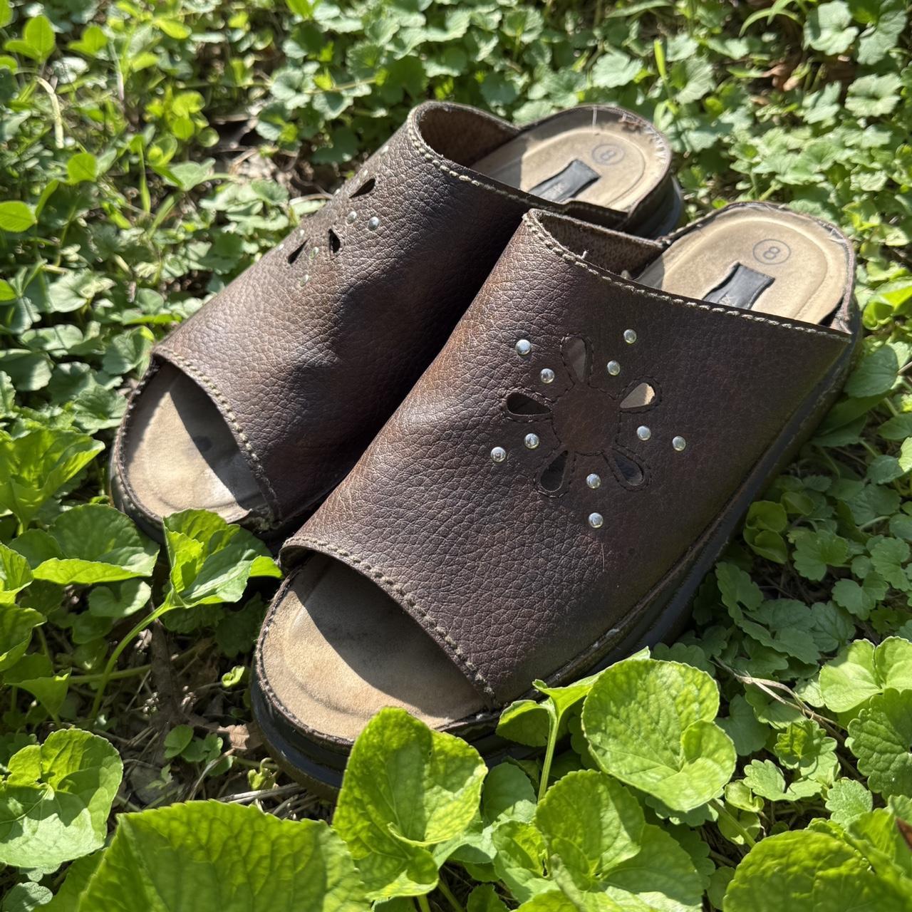 Xhilaration Women's Sandals - Brown - US 8 – rare xhilaration flower cut out brown leather …