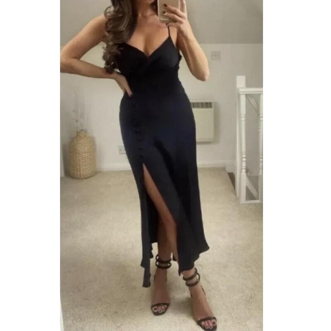 Zara black satin camisole slip dress Side button Depop