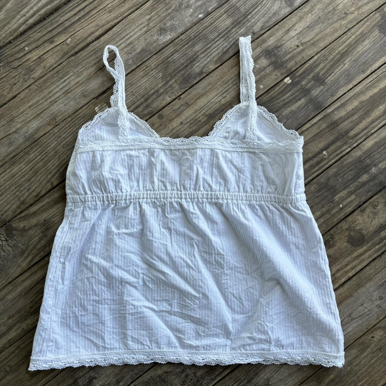 brandy melville white edith lace tank babydoll top - Depop