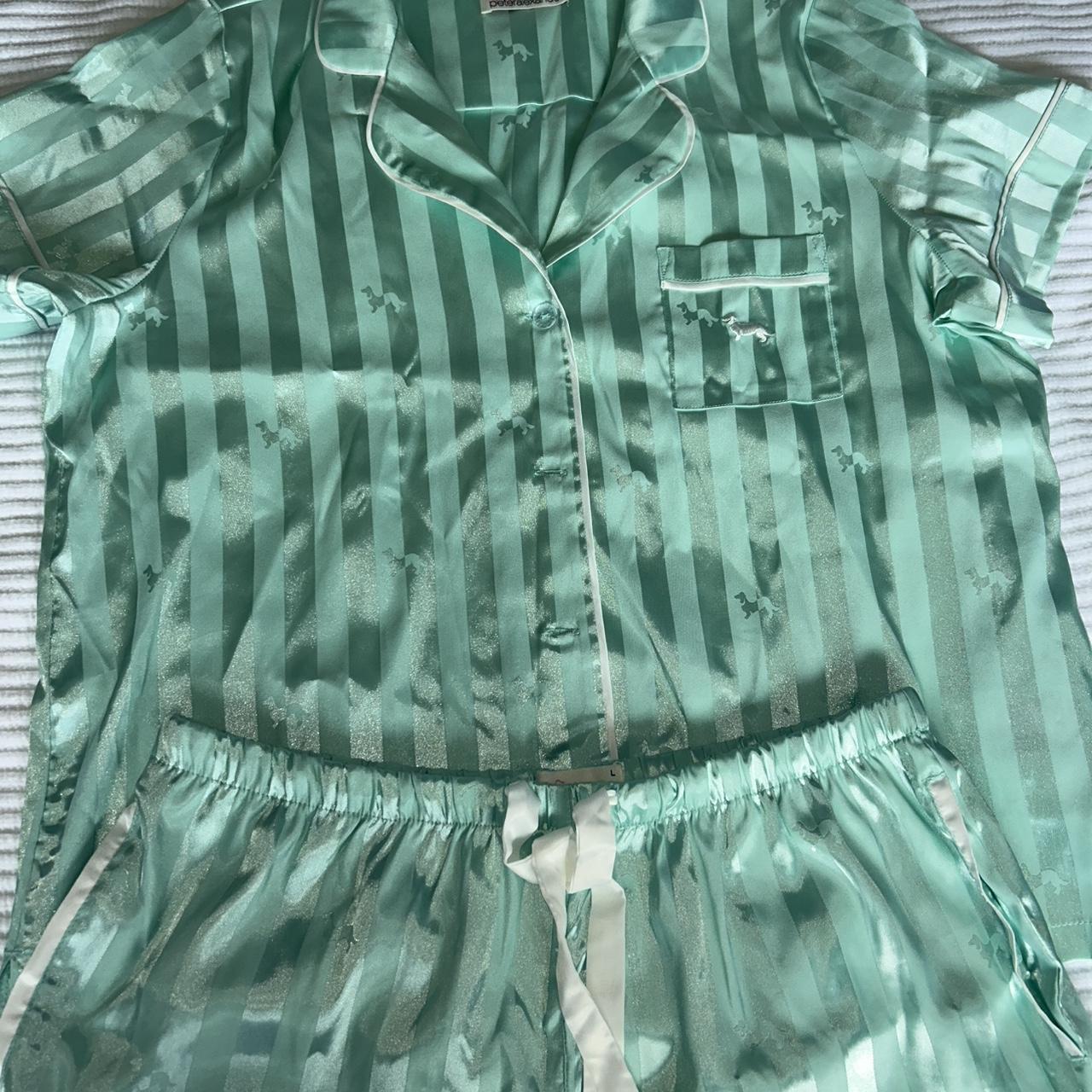 Peter Alexander Aqua Penny Stripe Chic Satin Pj Depop