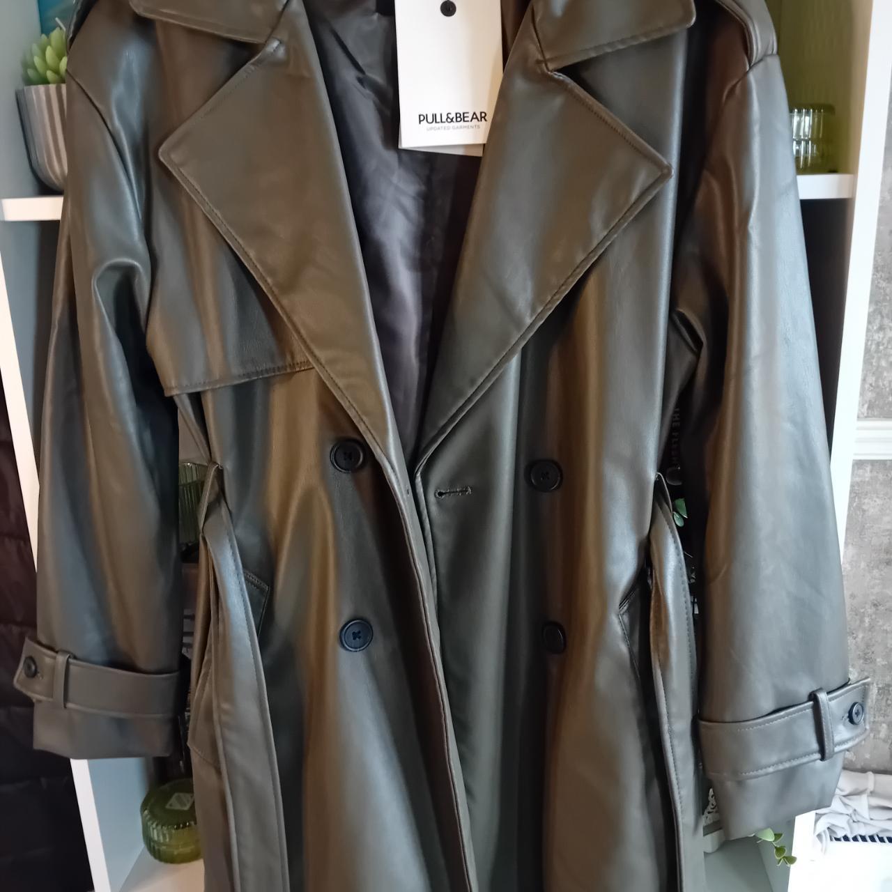 Pull and bear faux leather trench Brand Depop