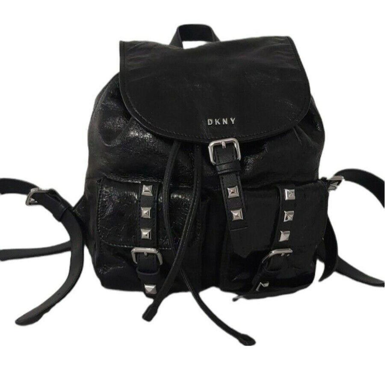 DKNY Naomi Genuine Leather High Shine Drawstring... Depop